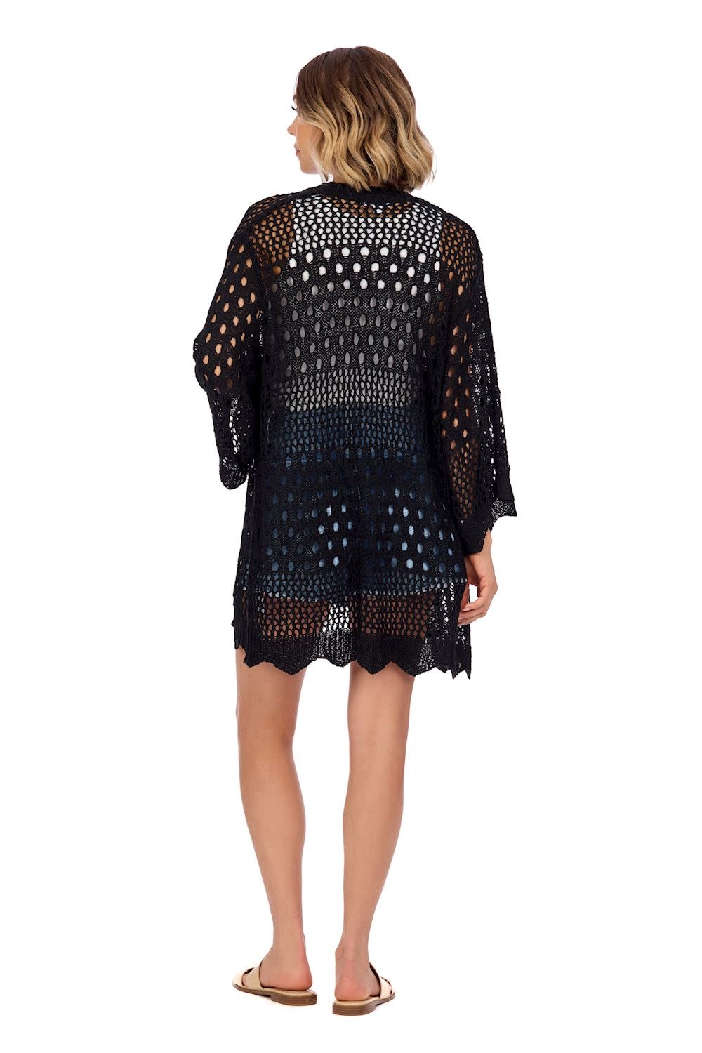 Mudpie Jeanie Crochet Cardigan-Black-One Size