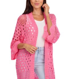 Mudpie Jeanie Crochet Cardigan-Pink-One Size