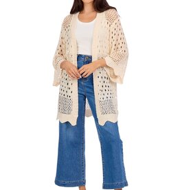 Mudpie Jeanie Crochet Cardigan-Wh