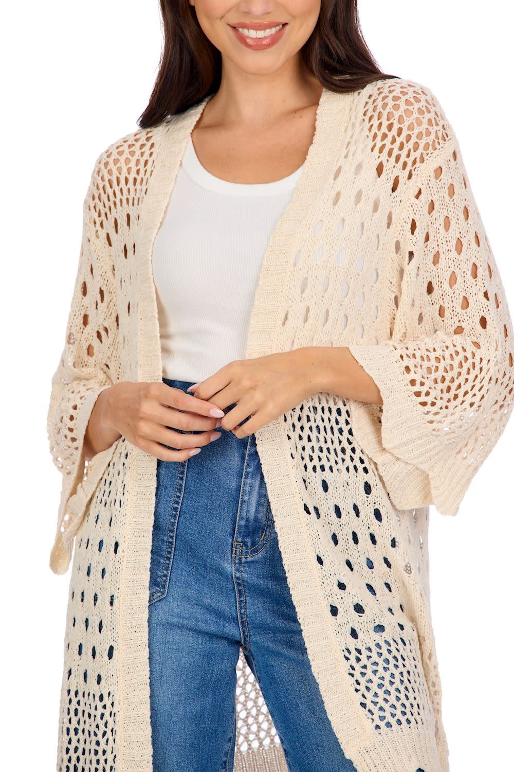 Mudpie Jeanie Crochet Cardigan-Wh