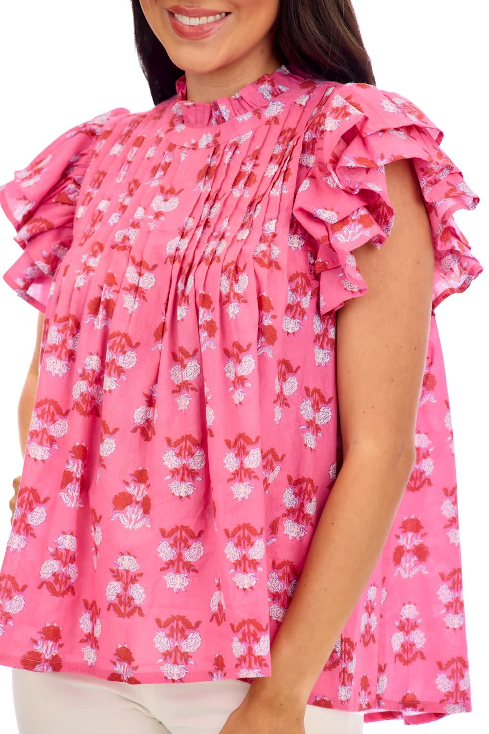 Mudpie Pink Dolly Flutter Top-Medium