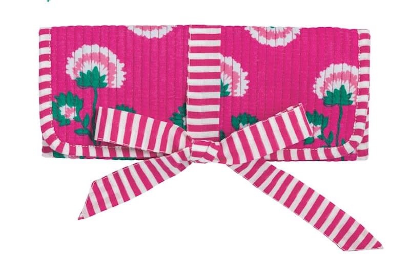 Mudpie Pink Block Print Jewelry Roll