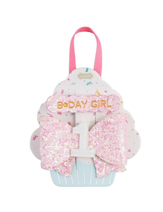 Mudpie White One Birthday Hair Clips