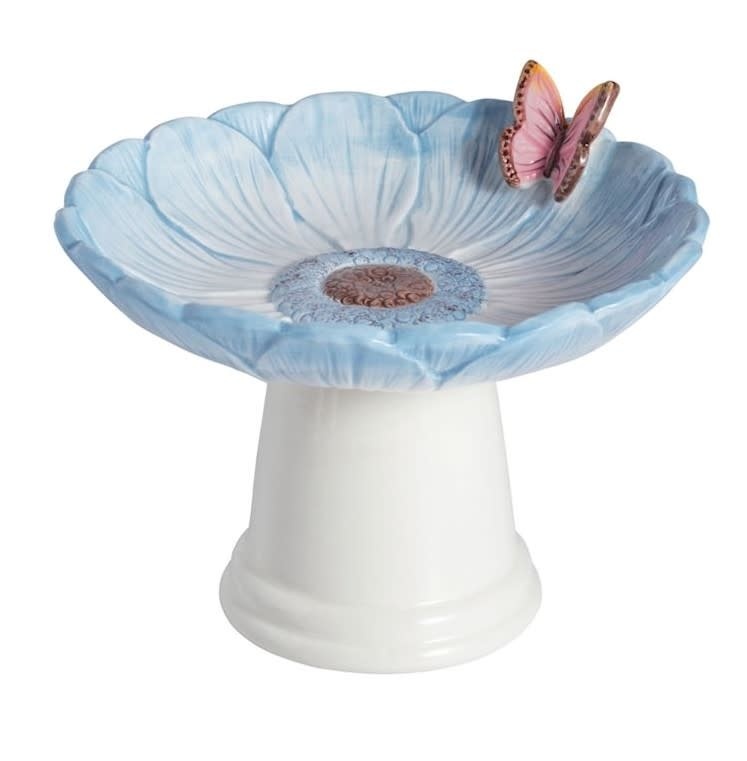 Mudpie Blue Flower Small Bird Bath
