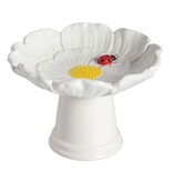 Mudpie White Flower Small Bird Bath