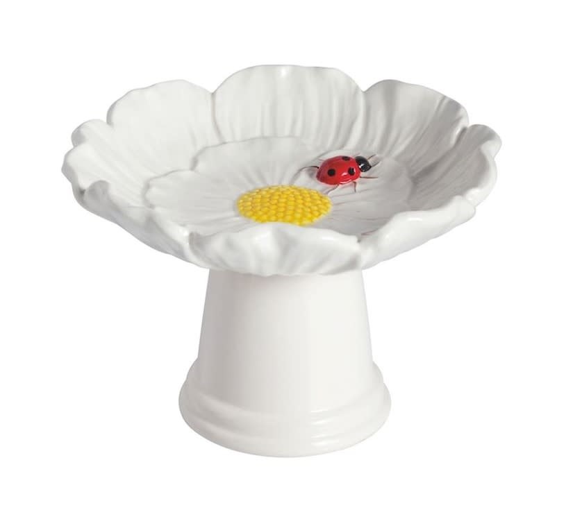 Mudpie White Flower Small Bird Bath
