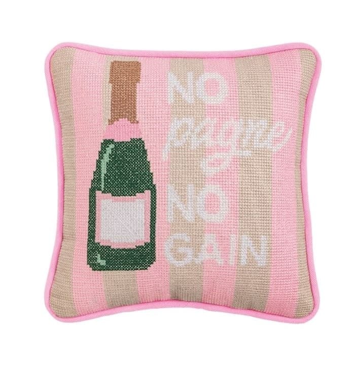 Mudpie Champagne Needlepoint Pillow