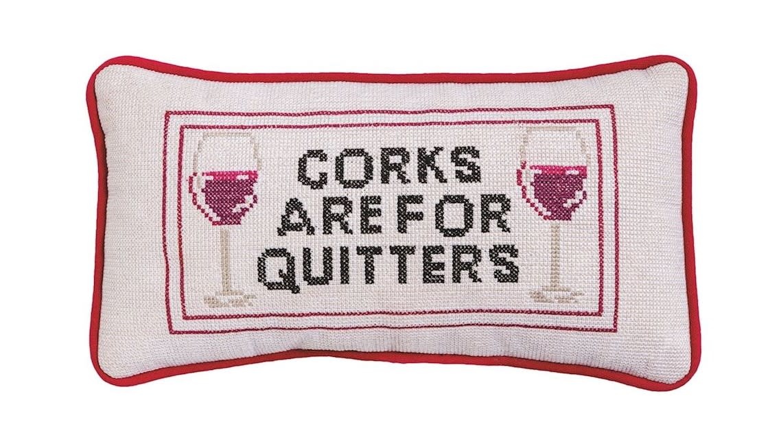 Mudpie Corks Needlepoint Pillow