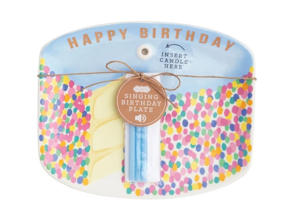 Mudpie Blue Singing Candle Holder Plate