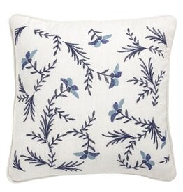 Mudpie Square Crewel Floral Pillow