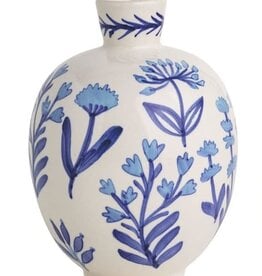 Mudpie Large Blue Floral Bud Vase