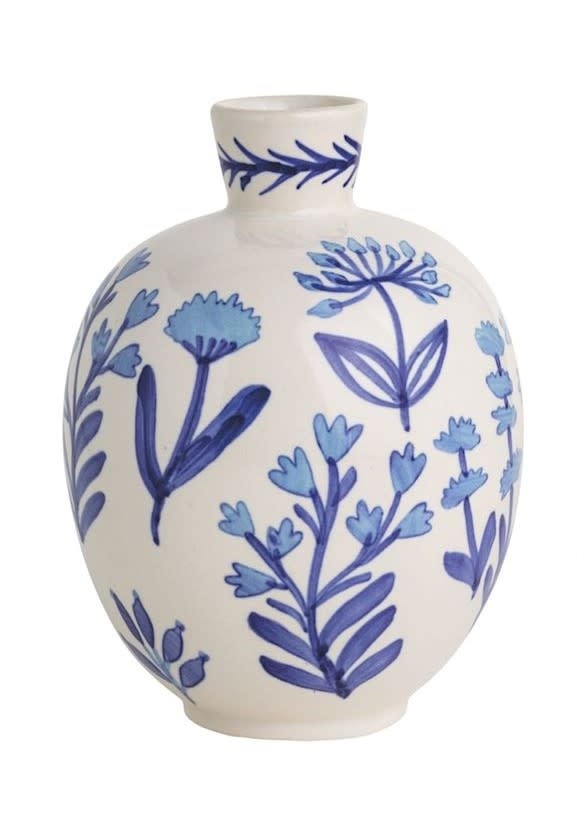 Mudpie Large Blue Floral Bud Vase