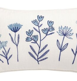 Mudpie Lumbar Crewel Floral Pillow