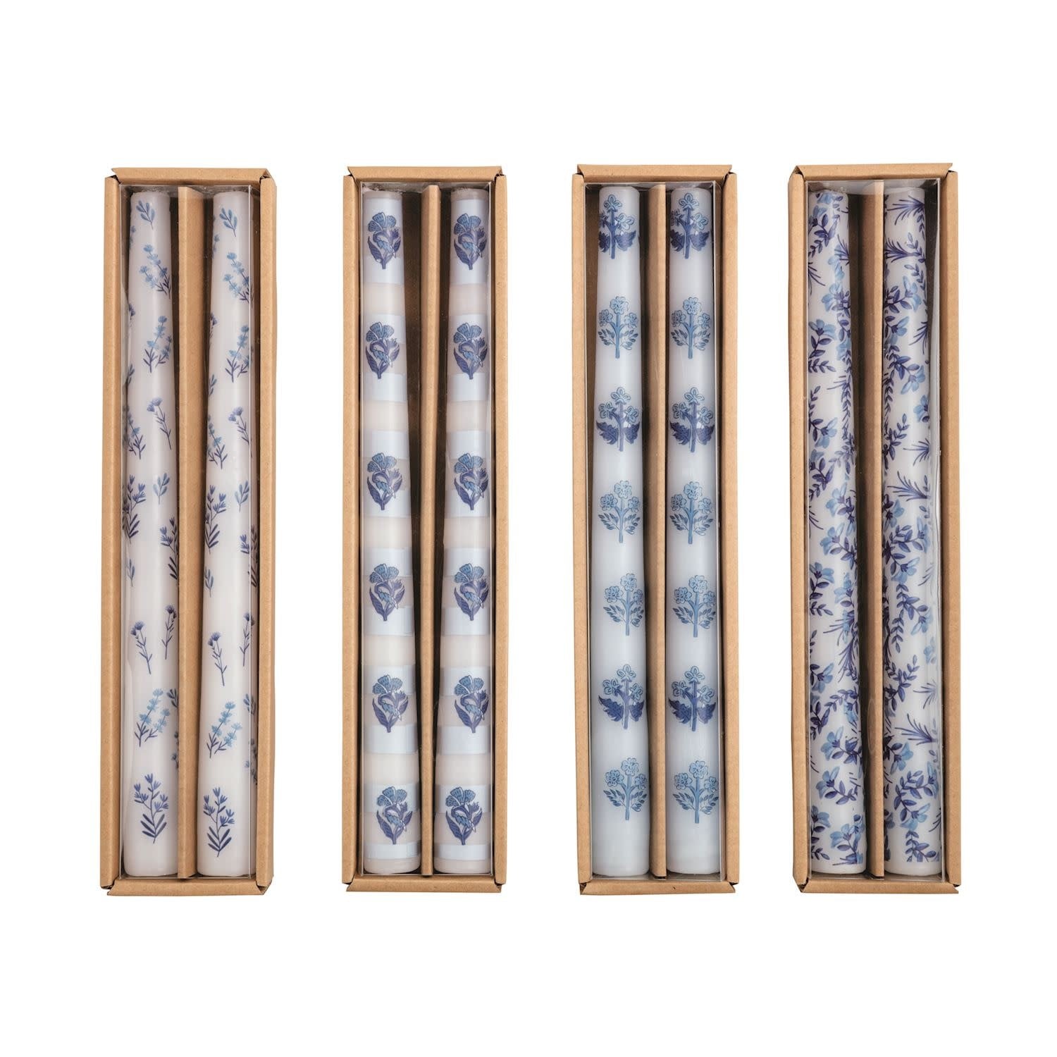 Mudpie Block Print Blue Taper Set (various)
