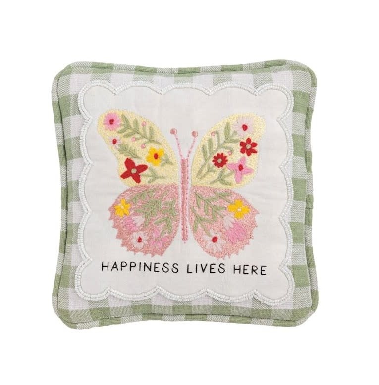 Mudpie Embellished Happiness Pillow