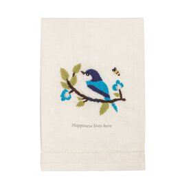 Mudpie Happy Embroidered Garden Towel