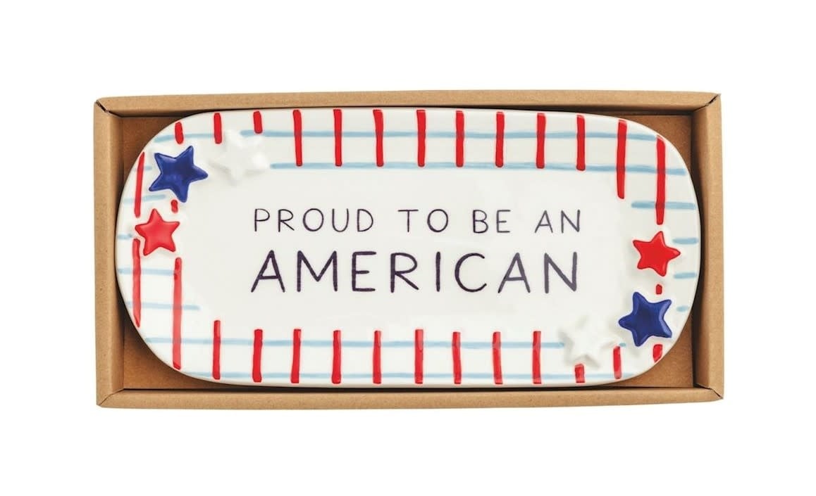 Mudpie Plaid American Sentiment Tray