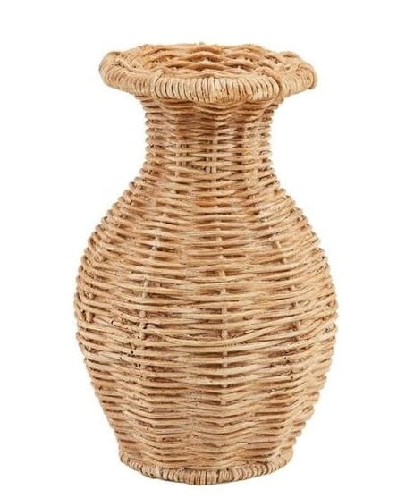 Mudpie Flared Resin Basket Weave Vase
