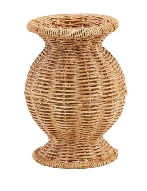 Mudpie Wide Resin Basket Weave Vase