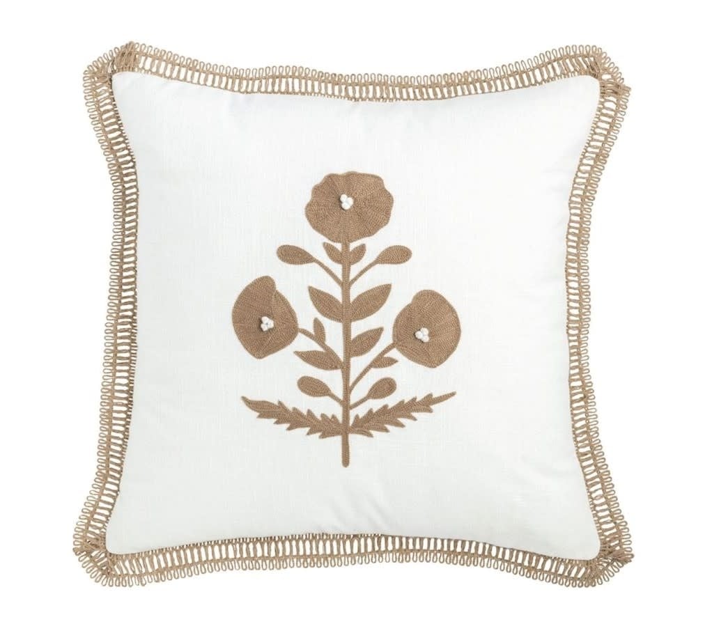 Mudpie Square Ribbon Trim Pillow