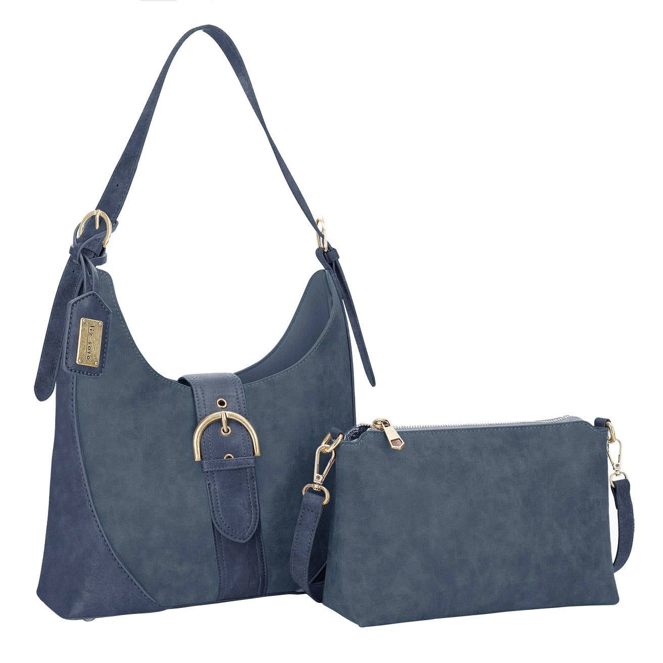 Liz Soto Eva Navy Hobo Handbag (two in one)