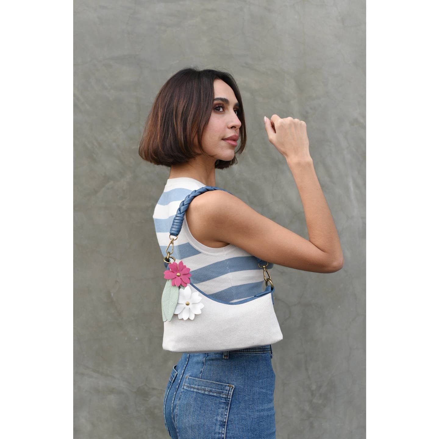 Liz Soto Riley Navy Linen Handbag (shoulder or crossbody)