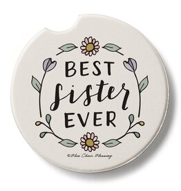 CounterArt and Highland Home Best Sister Ever Stone Car Coaster