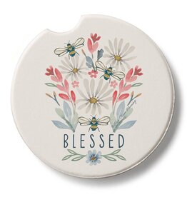 CounterArt and Highland Home Blessed Bouquet Stone Car Coaster