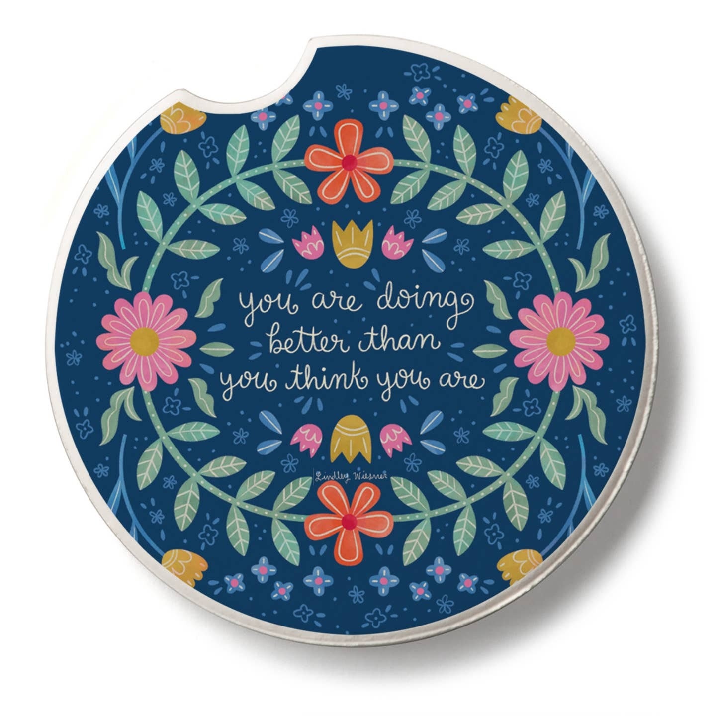 CounterArt and Highland Home Bloom Bright Stone Car Coaster