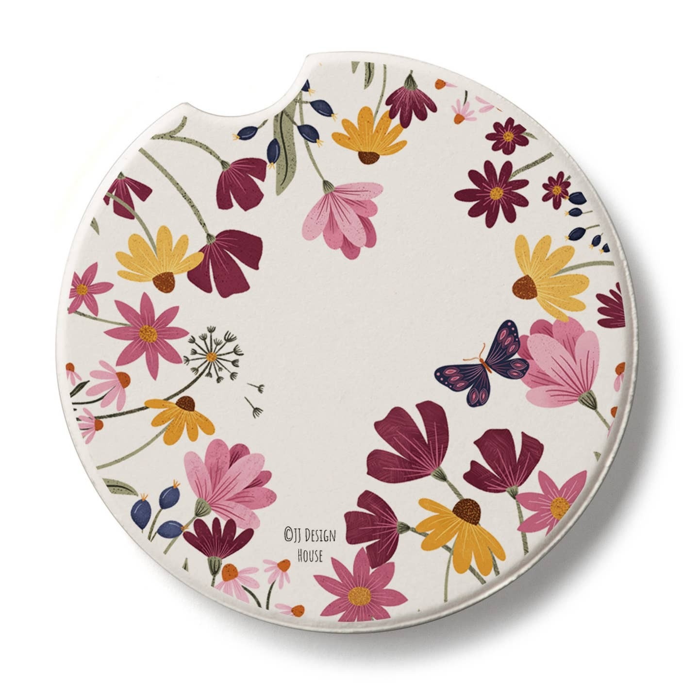 CounterArt and Highland Home Blooming Border Stone Car Coaster