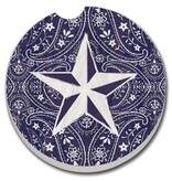 CounterArt and Highland Home Blue Bandana Star Stone Car Coaster