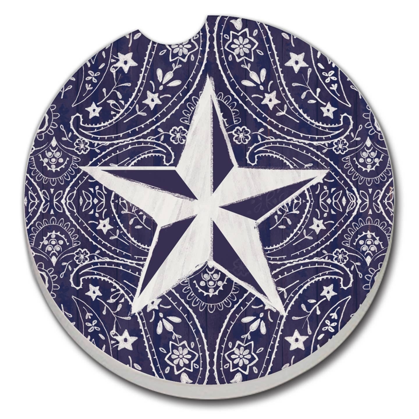 CounterArt and Highland Home Blue Bandana Star Stone Car Coaster