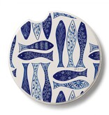 CounterArt and Highland Home Blue Fish Stone Car Coaster