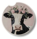 CounterArt and Highland Home Charming Cow Single Stone Car Coaster