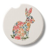 CounterArt and Highland Home Floral Bunny Stone Car Coaster