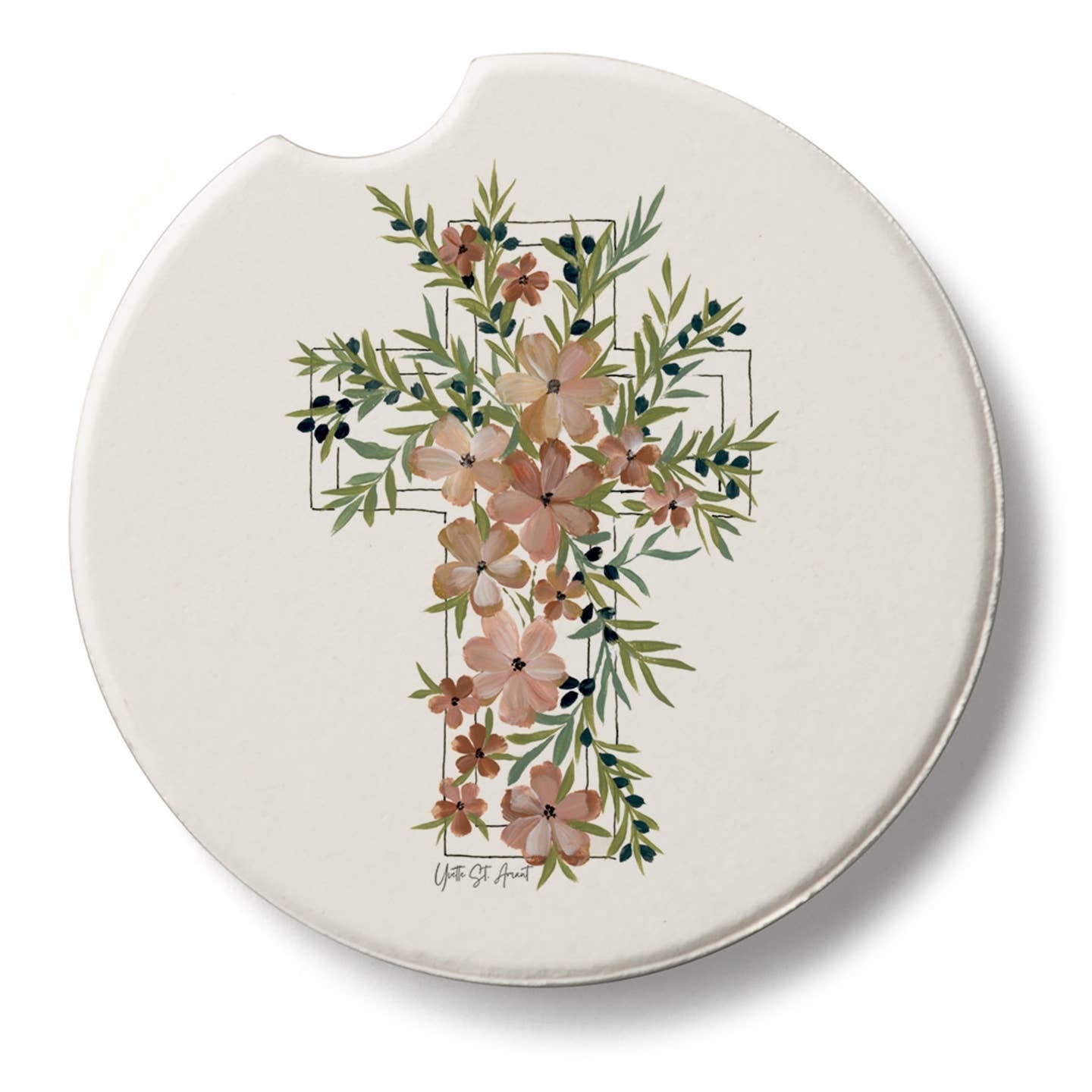 CounterArt and Highland Home Floral Faith Stone Car Coaster