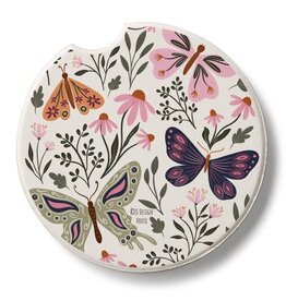 CounterArt and Highland Home Flutter Blooms Stone Car Coaster
