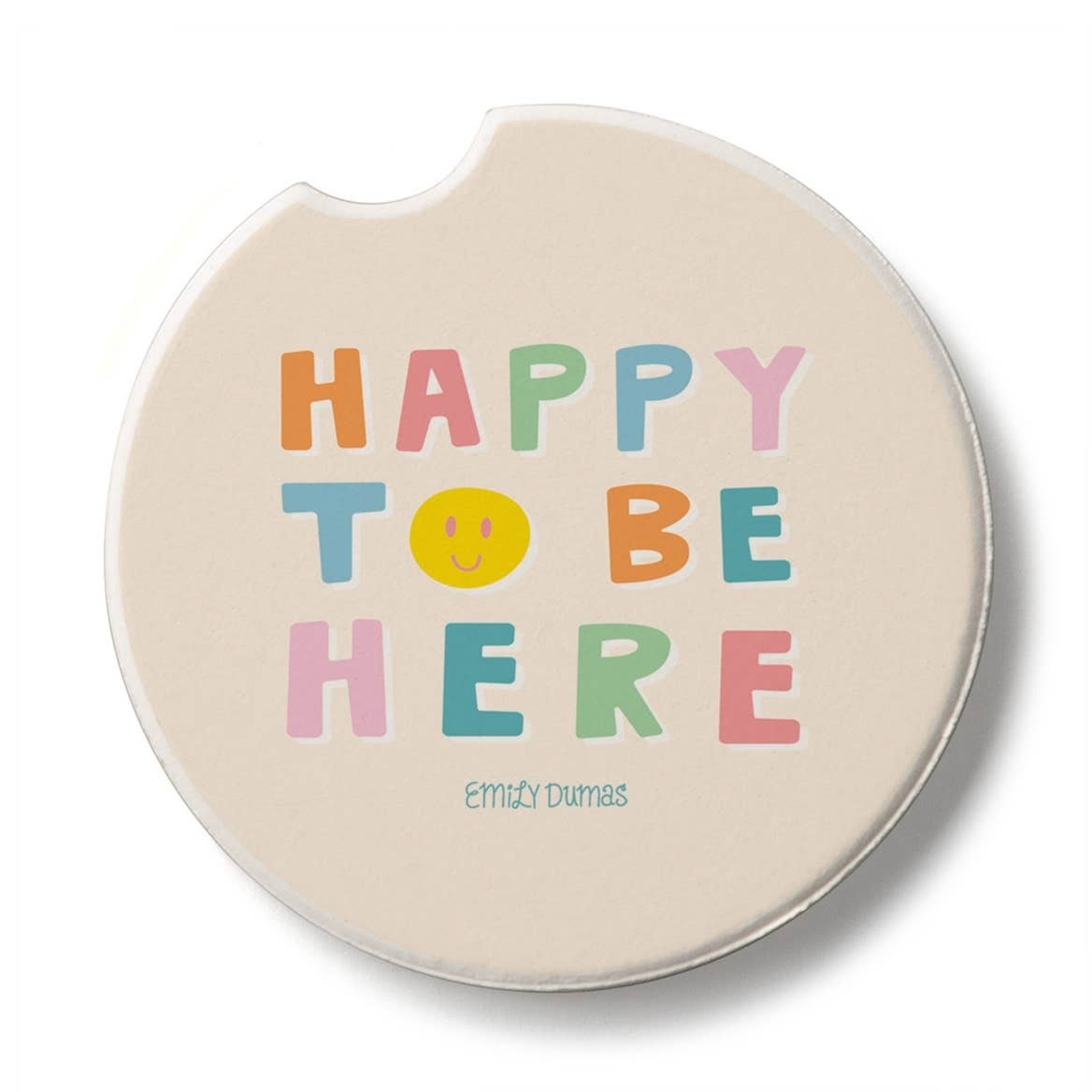 CounterArt and Highland Home Happy To Be Here Stone Car Coaster