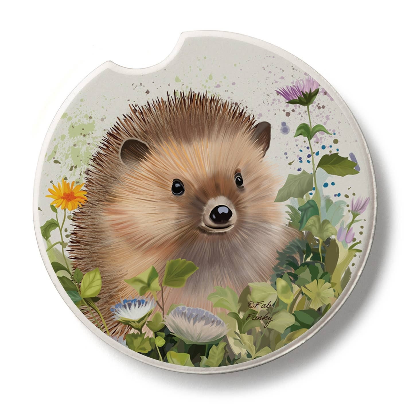 CounterArt and Highland Home Hedgehog In Ivy Stone Car Coaster