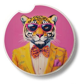 CounterArt and Highland Home Joyful Jungle Cat Stone Car Coaster
