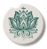 CounterArt and Highland Home Lotus Sketch Stone Car Coaster