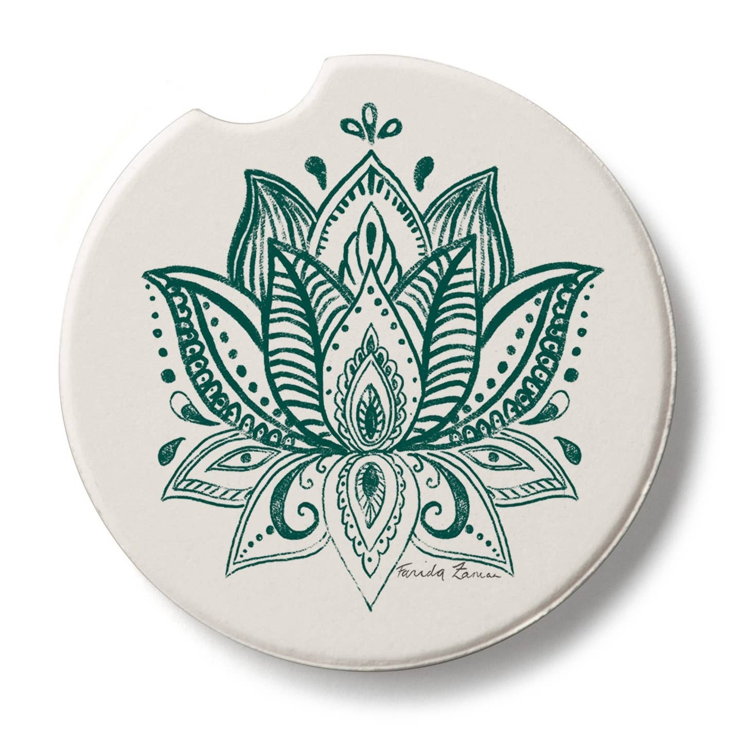 CounterArt and Highland Home Lotus Sketch Stone Car Coaster