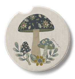 CounterArt and Highland Home Patterned Mushroom Stone Car Coaster