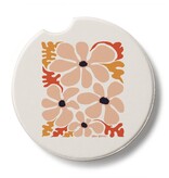 CounterArt and Highland Home Peach Floral Stone Car Coaster