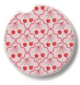 CounterArt and Highland Home Sketched Cherries Stone Car Coaster