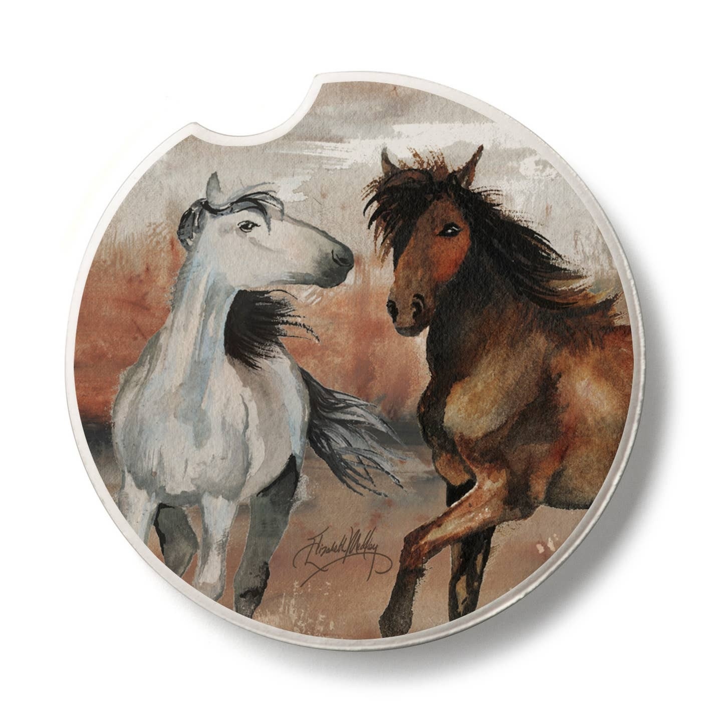 CounterArt and Highland Home Southwest Horses Stone Car Coaster