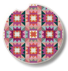 CounterArt and Highland Home Vintage Patchwork Stone Car Coaster