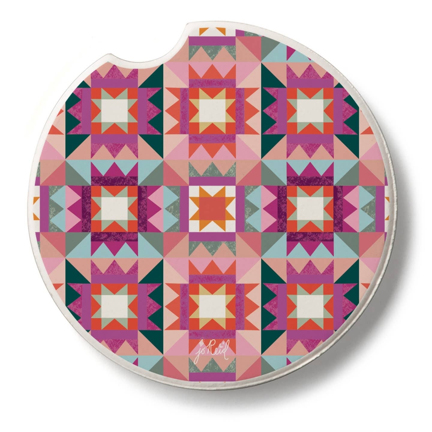 CounterArt and Highland Home Vintage Patchwork Stone Car Coaster