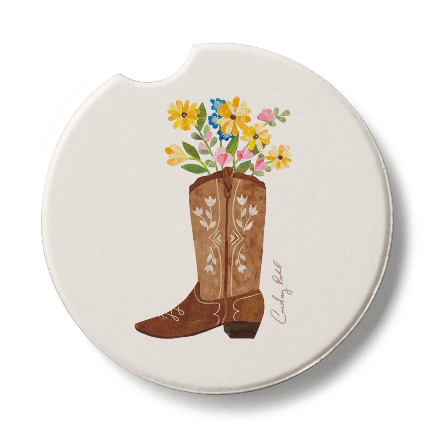 CounterArt and Highland Home Western Cowgirl Stone Car Coaster