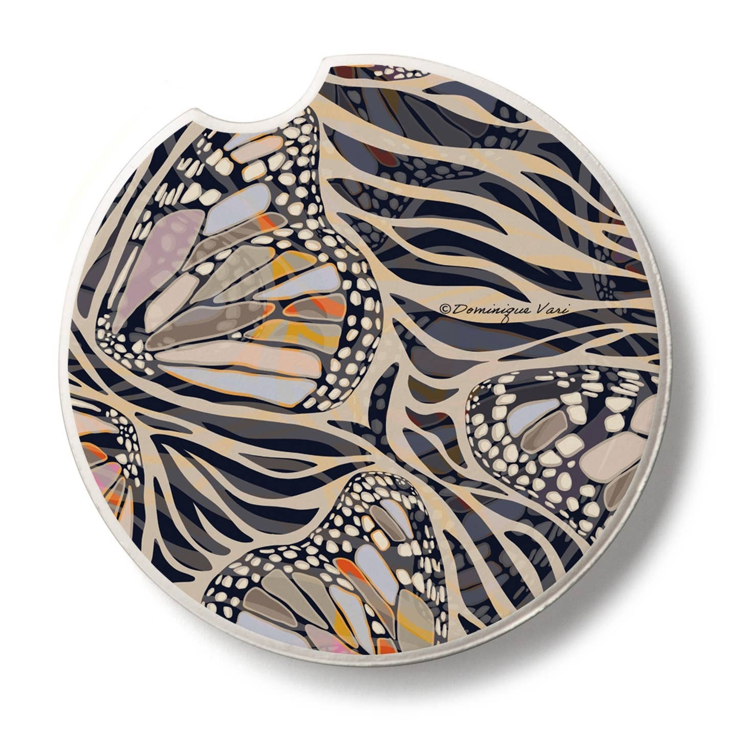 CounterArt and Highland Home Zebra Butterflies Stone Car Coaster